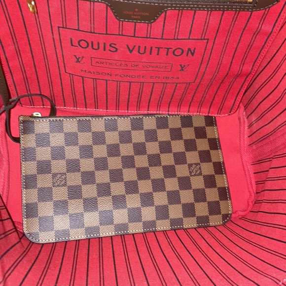 Authentic NWT Louis Vuitton Neverfull MM Damier Ebene w/ wristlet - Picture 10 of 14